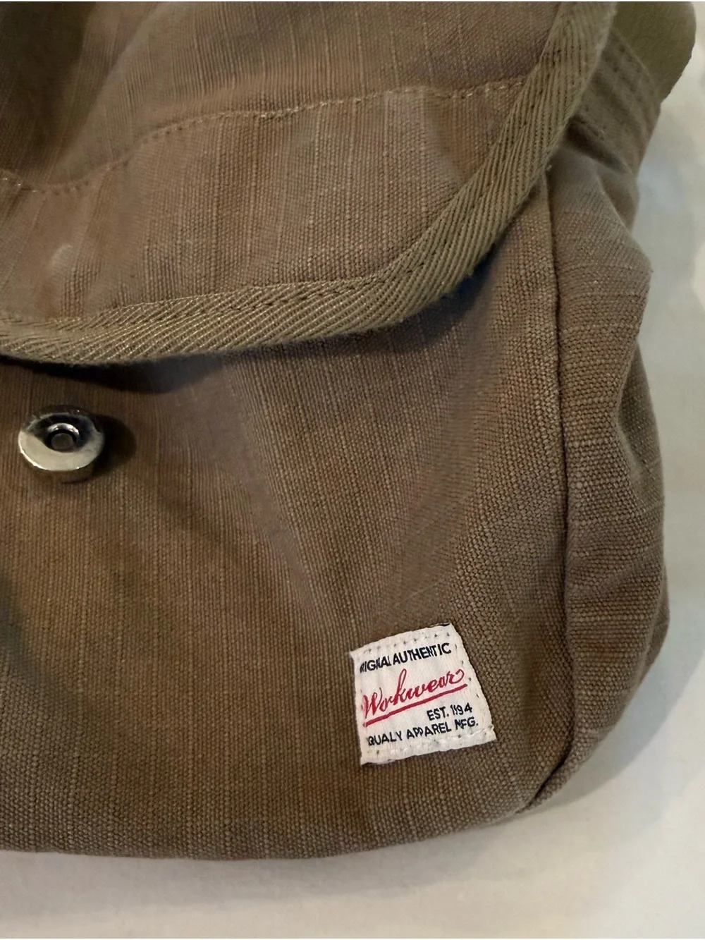 Men's Workwear Olive Brown Canvas Messenger Bag with Front Flap